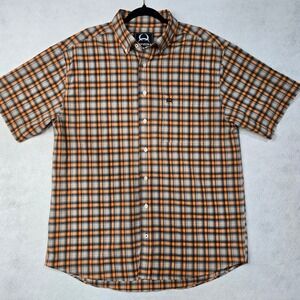Cinch Mens Orange Grey Plaid Short Sleeve Western Button Down Shirt MTW1704007 L